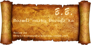Bozmánszky Bozsóka névjegykártya